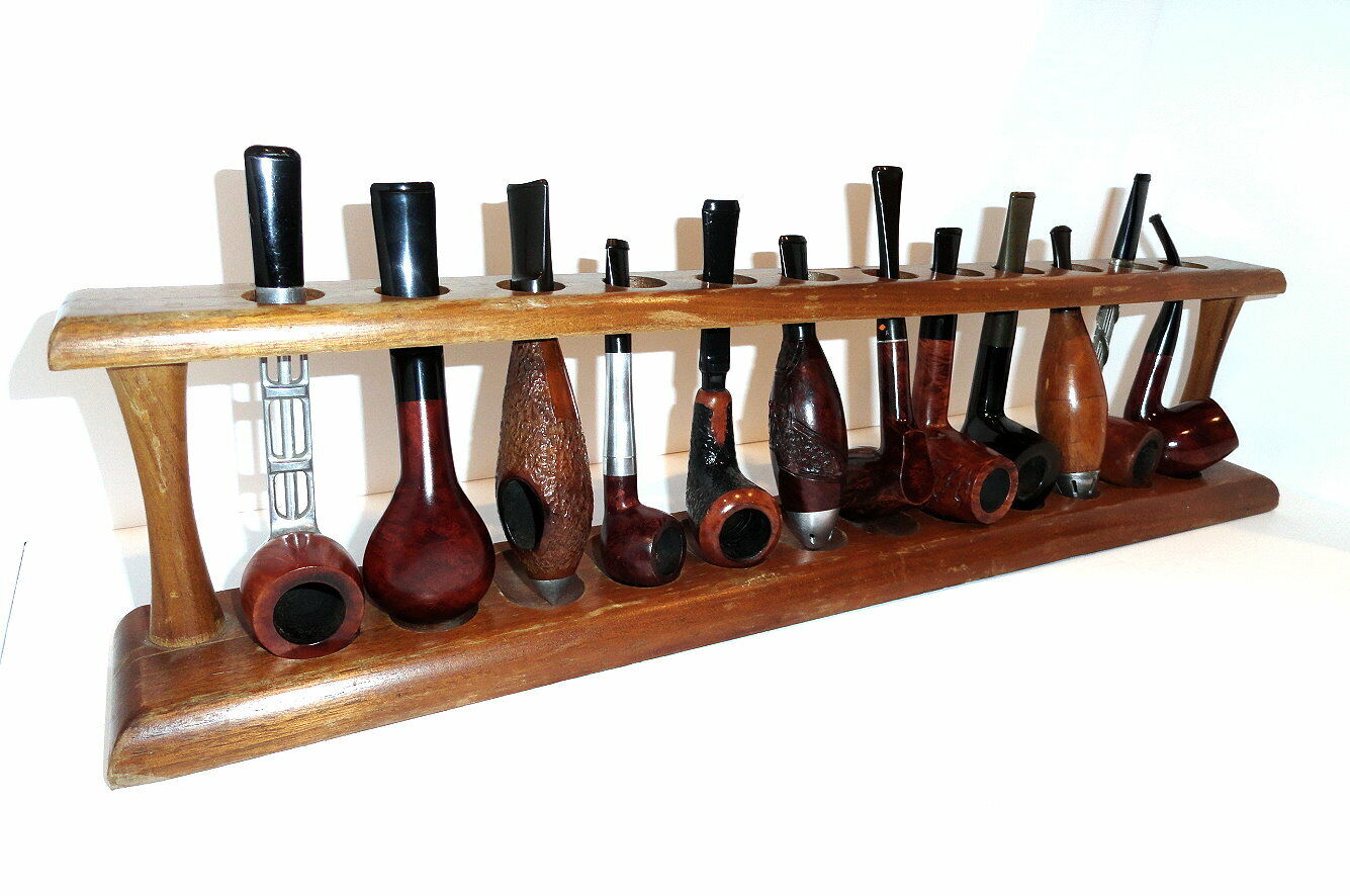 1960's WALNUT Estate Pipe Rack Display that Holds & Displays 12 Pipes