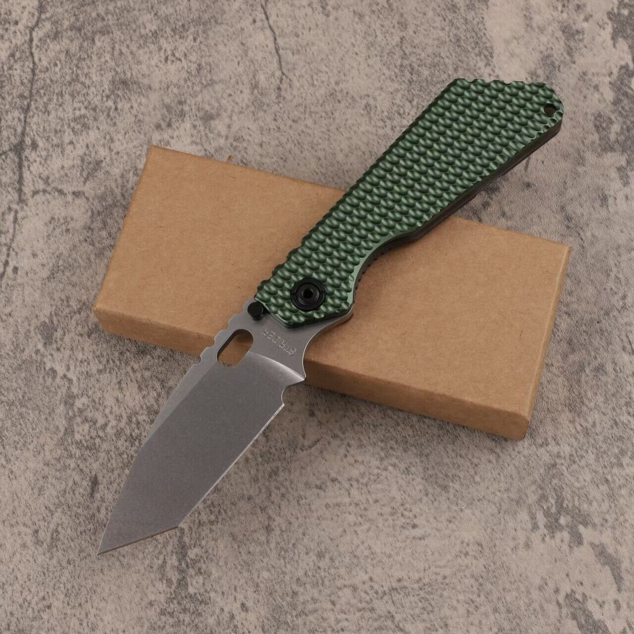 9'' New Stone Wash D2 Blade Titanium Aluminum Handle Tactics Folding Knife DF10