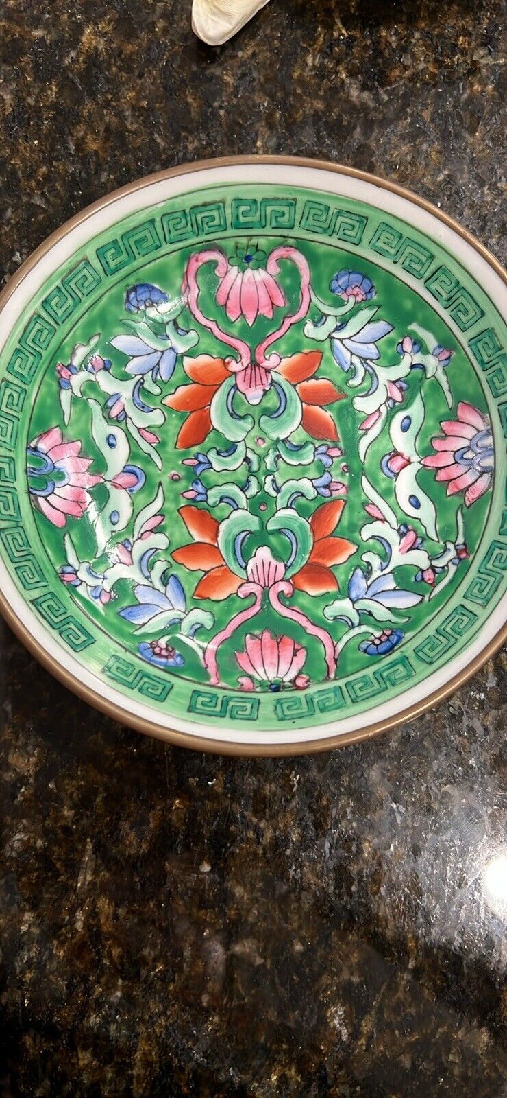 Vintage China For Decorative Use Porcelain Brass Wall Hanging Plate Hand Painted
