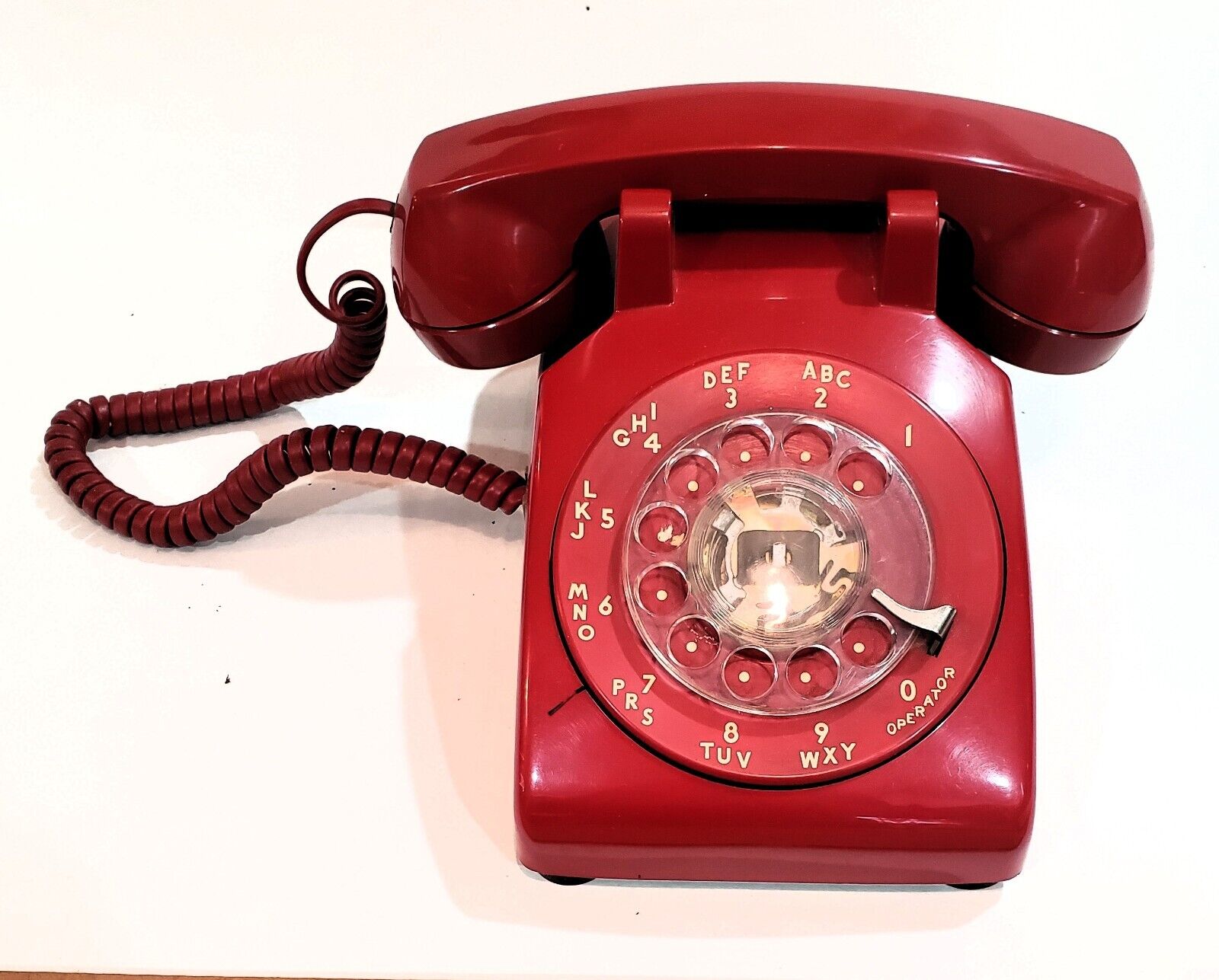 Vintage Bell System By Western Electric RED Rotary Dial Desk Telephone