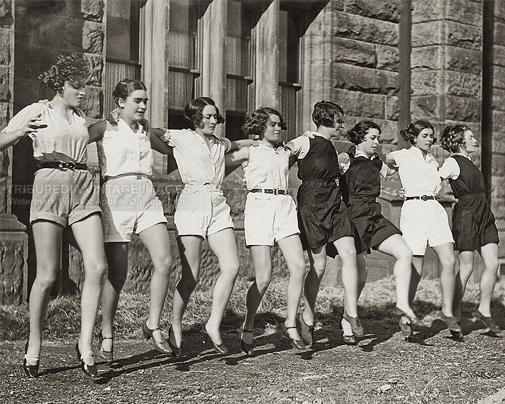 Vintage 1930s Photo - Group of High School Girls Dancing by Sam Hood - Art Print