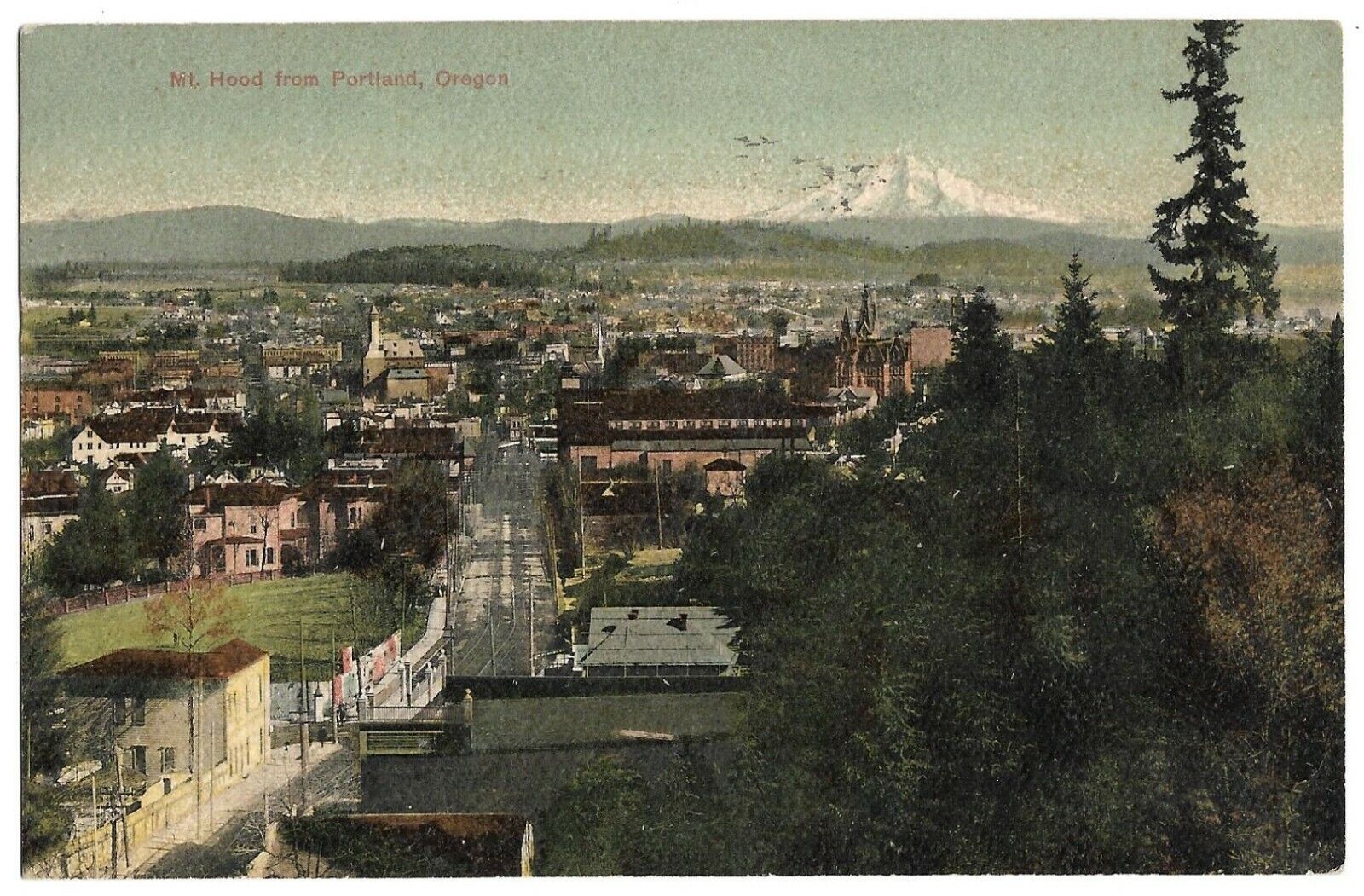 1908 Antique Postcard Portland Oregon Mount Hood Thoughtful Cursive Message Back