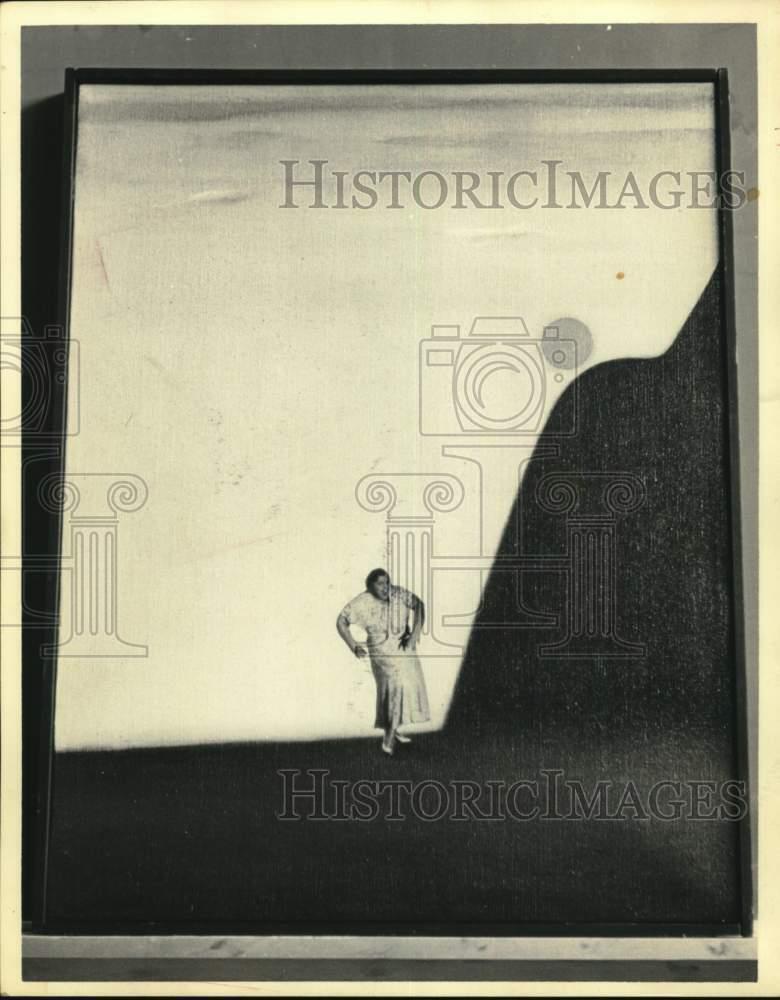 1963 Press Photo Oil collage by artist Guy Johnson, Louisiana Gallery, Texas