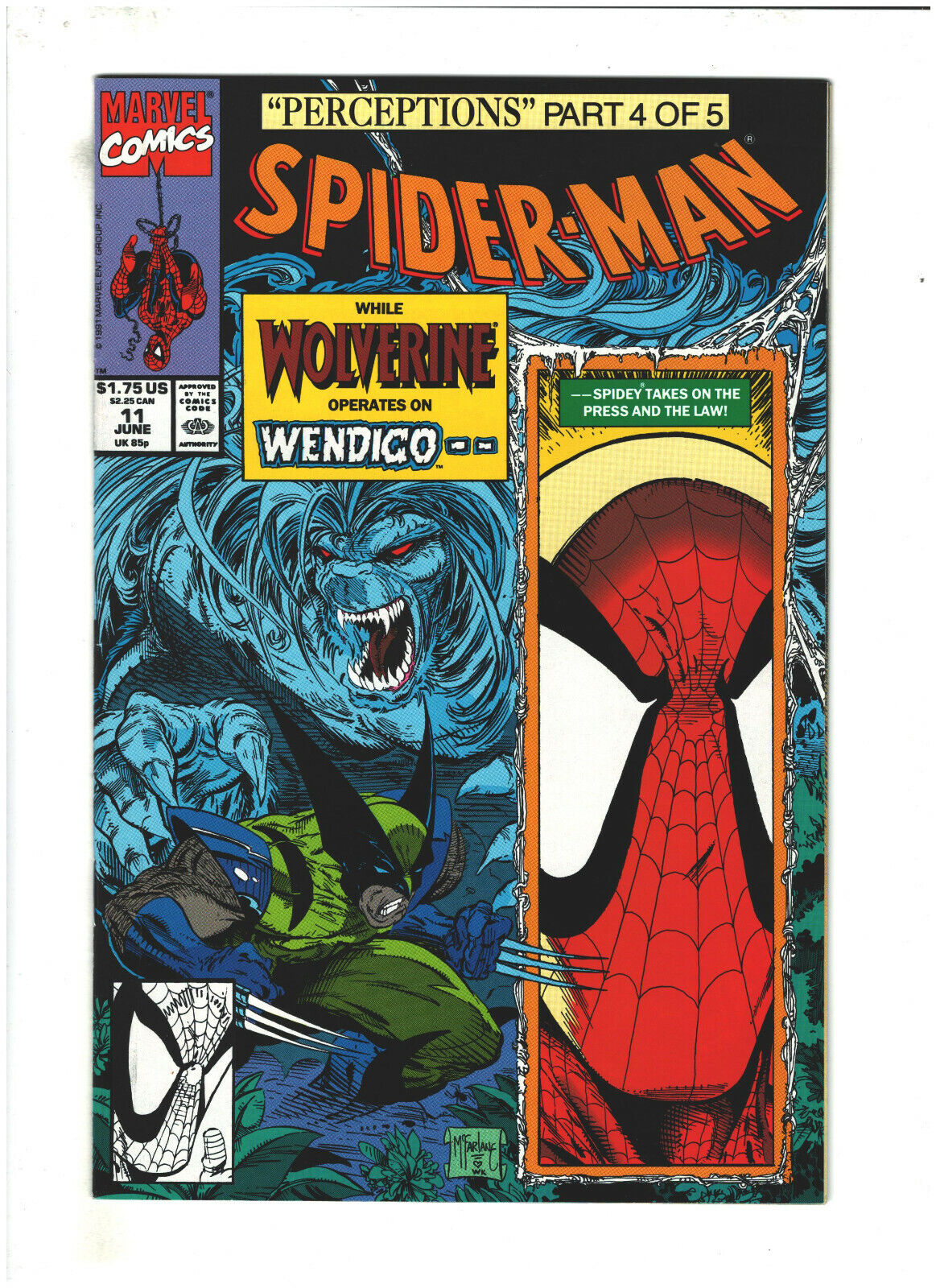 Spider-man #11 VF/NM 9.0 Marvel Comics 1991 Todd McFarlane,Perceptions,Wolverine