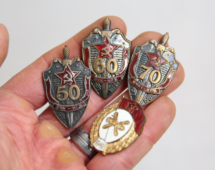 Vintage Soviet Cheka KGB USSR Badges 1949 Military Pins 50 60 70 years lot