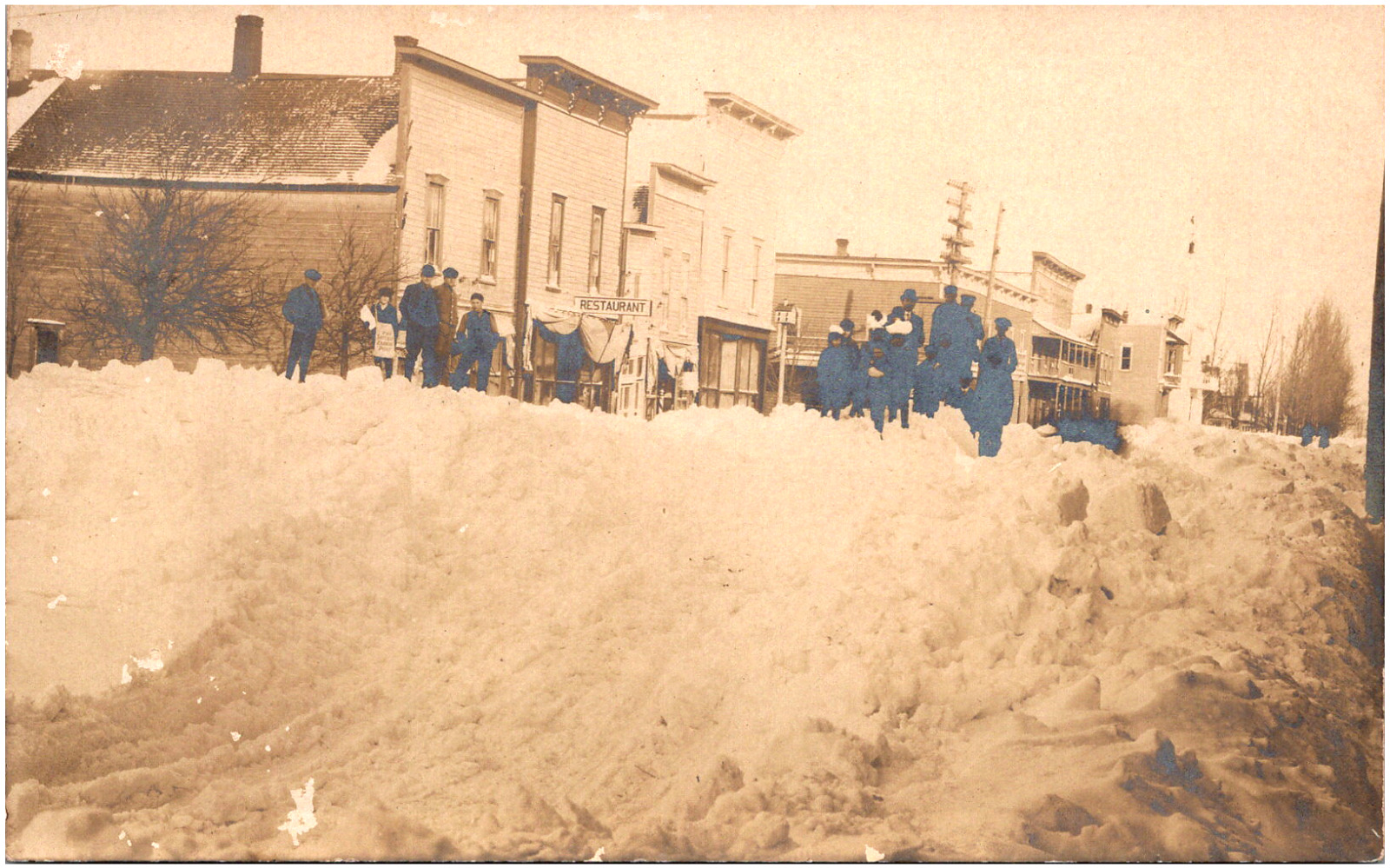 Snowy Main Street in Lake City Michigan Missaukee County 1908 RPPC Postcard #2