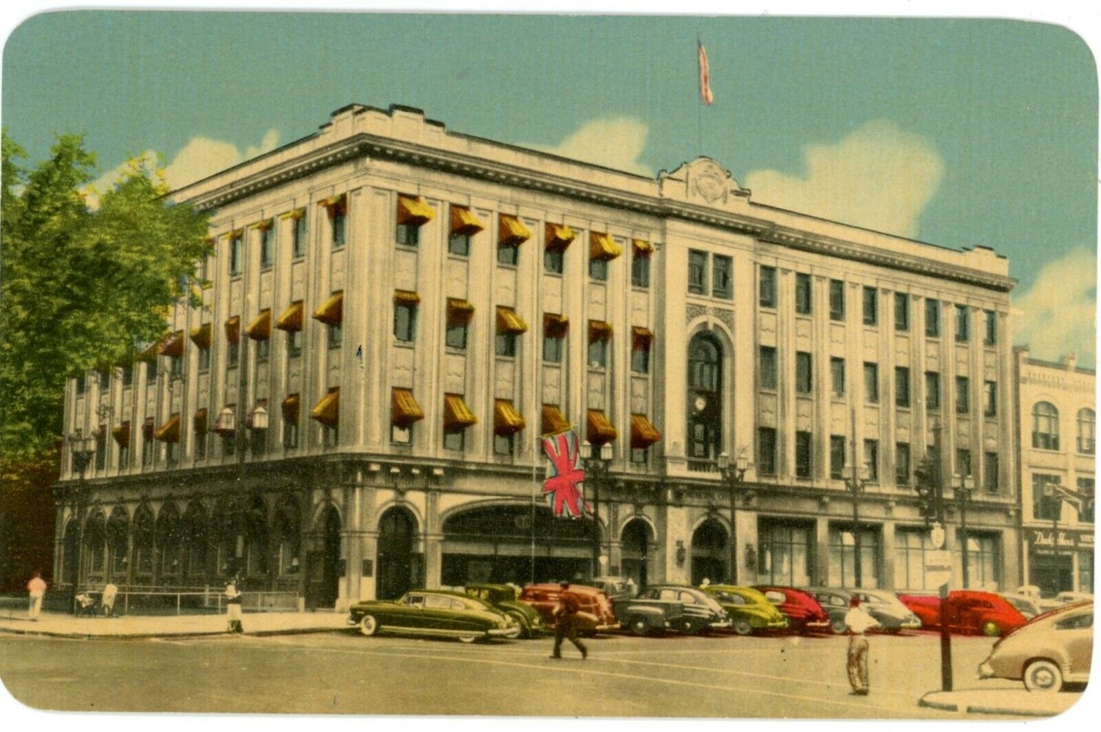 Vintage Cars And People At Municipal Building, London, Ontario, Canada Postcard