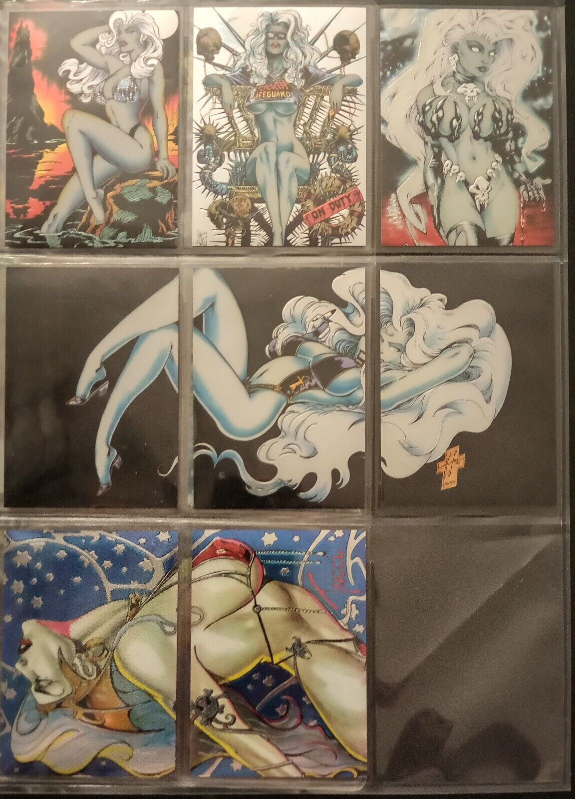Lady Death Card Lot 94 95 Mystery Chase M1 also Swimsuit Cover Calendar randoms