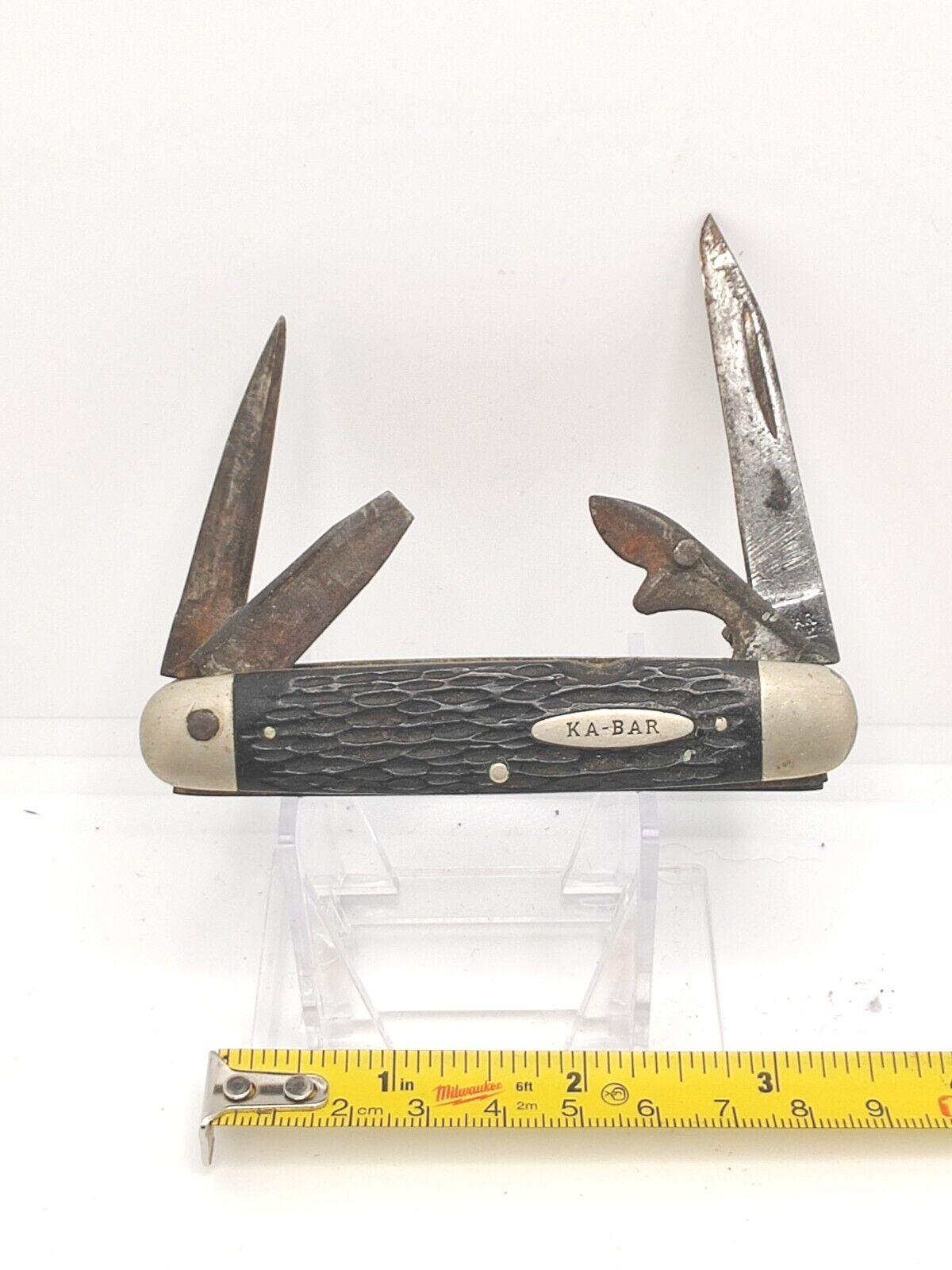 Kabar USA 3 Blade  Knife Picked Black Handles KA-BAR OLEAN N.Y. 1923-1950 *RARE*