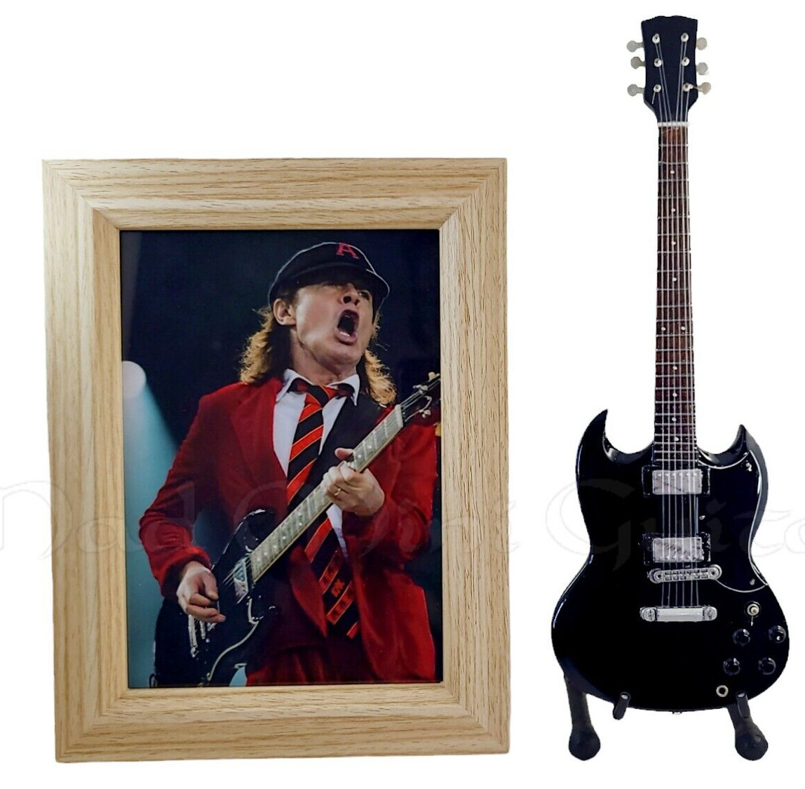 Miniature Guitar ANGUS YOUNG + PHOTO 5X7 ACDC AC/DC