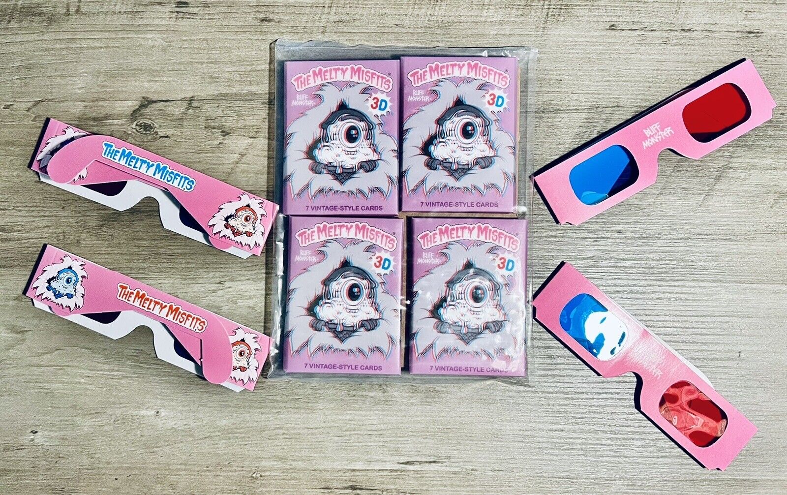 The Melty Misfits Card Pack 3D Glasses Stickers Buff Monster Sealed (Lot Of 4)