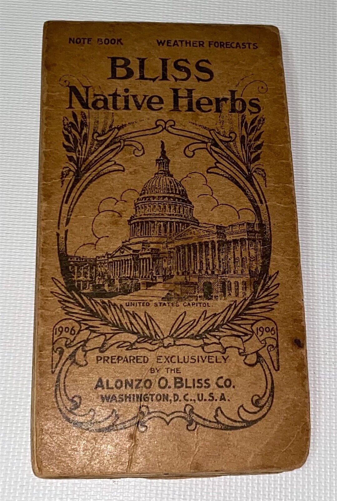 Rare Antique American Bliss Native Herbs Advertising Notebook US Capitol 1906