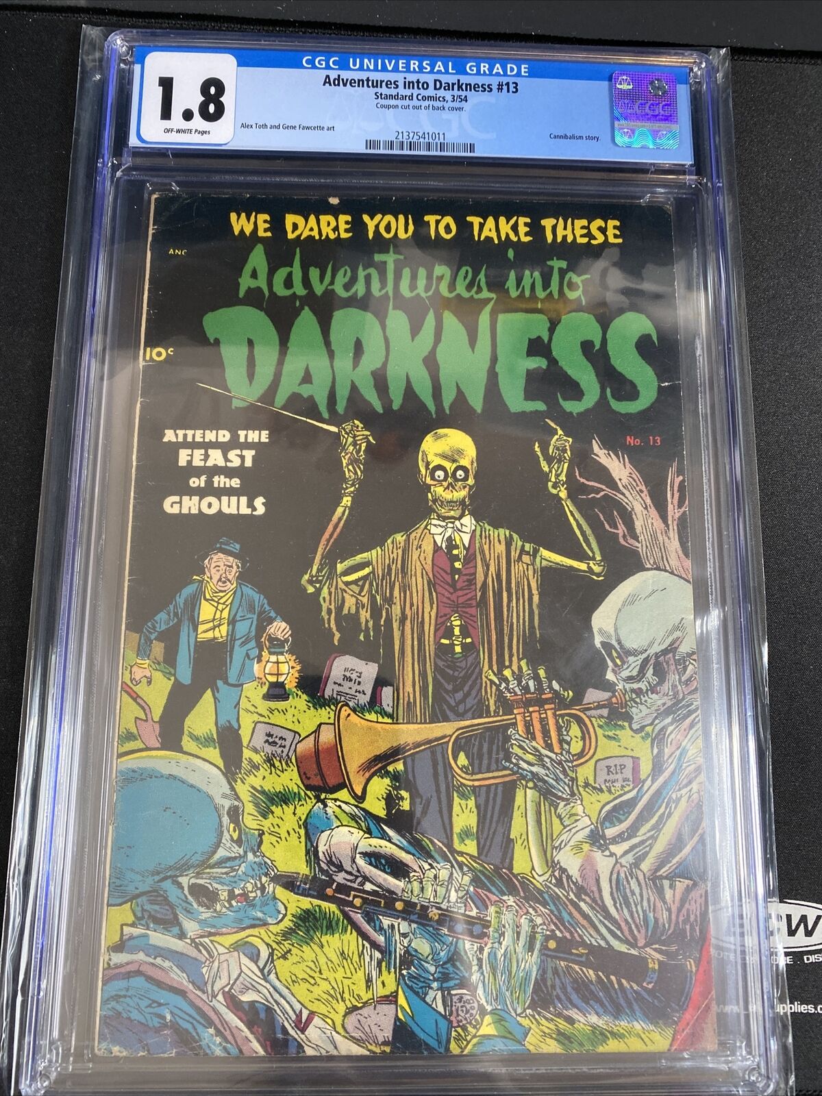 Adventures Into Darkness # 13 (1954) - Cannibalism Story SKULL BAND 1.8 CGC
