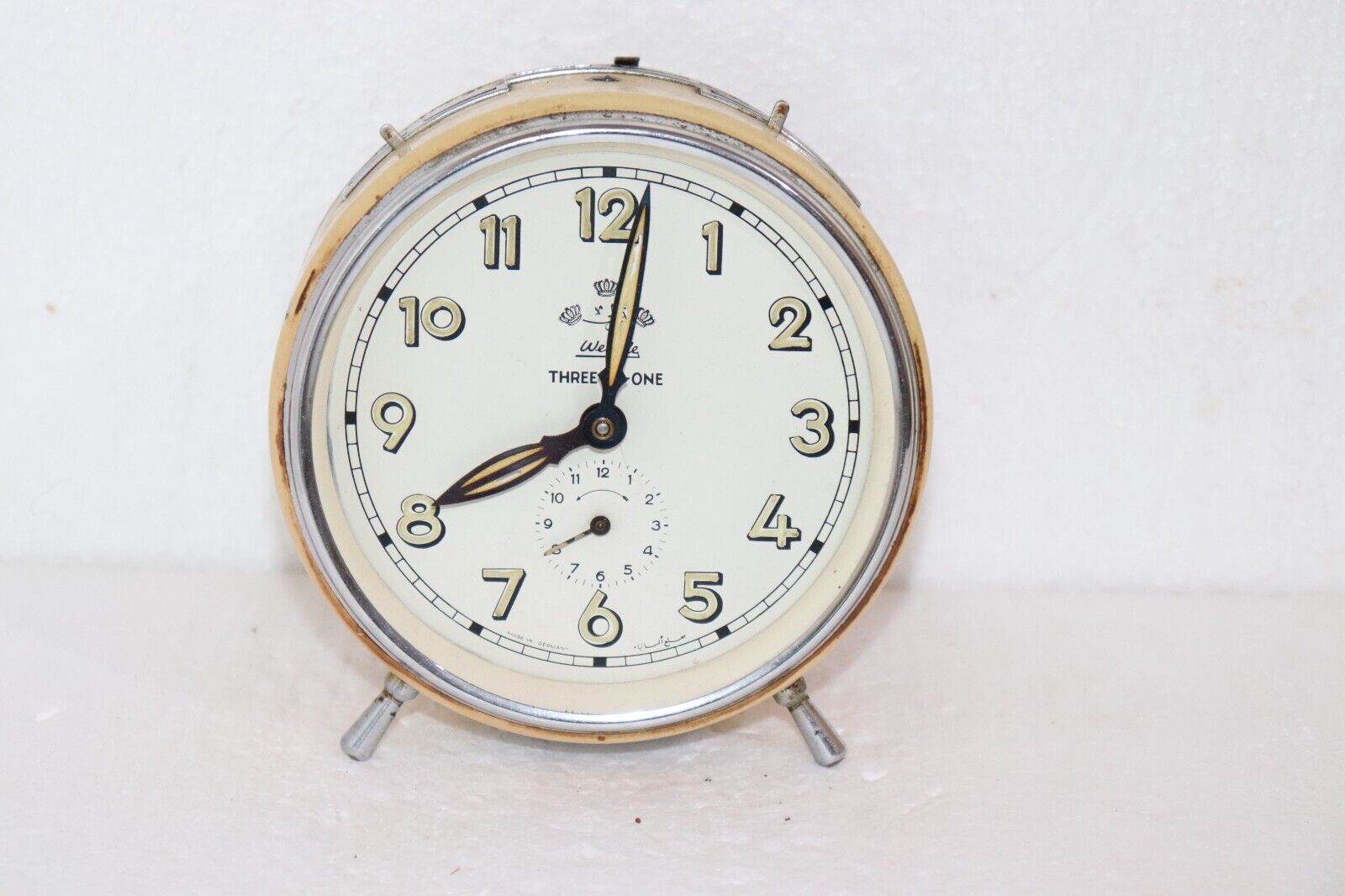 Rare Vintage WeHrle Three In One Germany Alarm Clock Distinctive color.