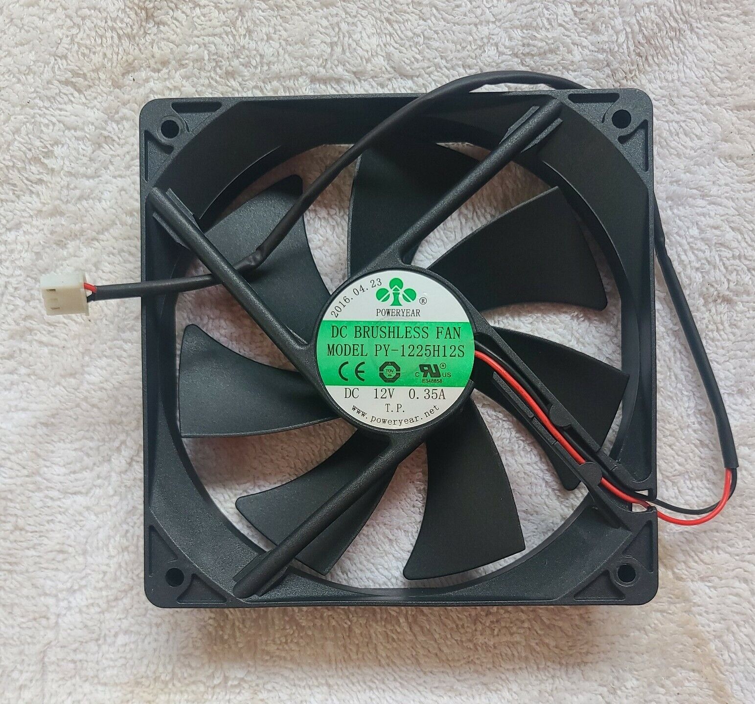 POWERYEAR (PY-1225H12S) BRUSHLESS DC12V 0.35A 12CM 120*120*25MM 2Pin Cooling Fan