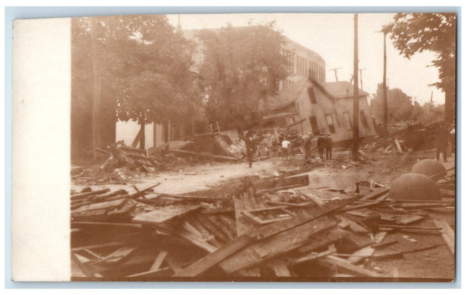 1913 Town Wreckage View Flood Disaster Middletown Ohio OH RPPC Photo Postcard