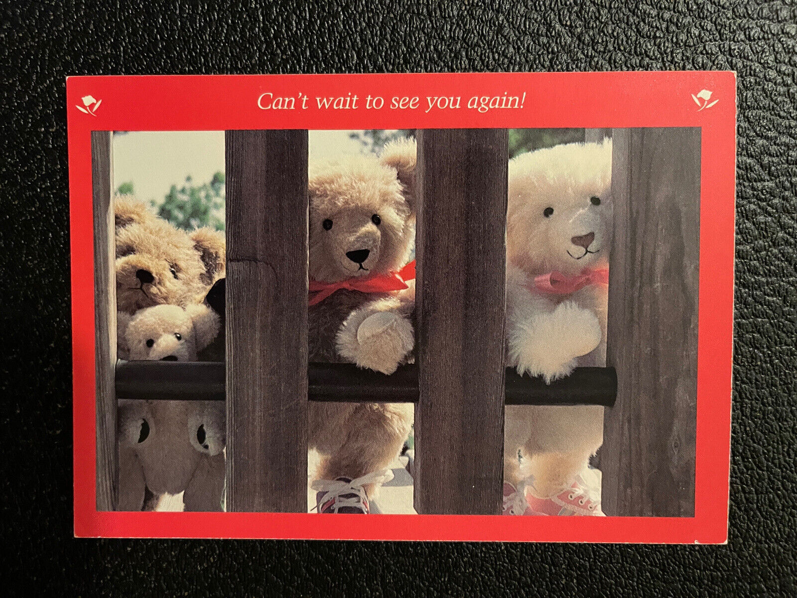 1984 Exclamations Teddy Bear Postcard Can’t Wait To See You Again