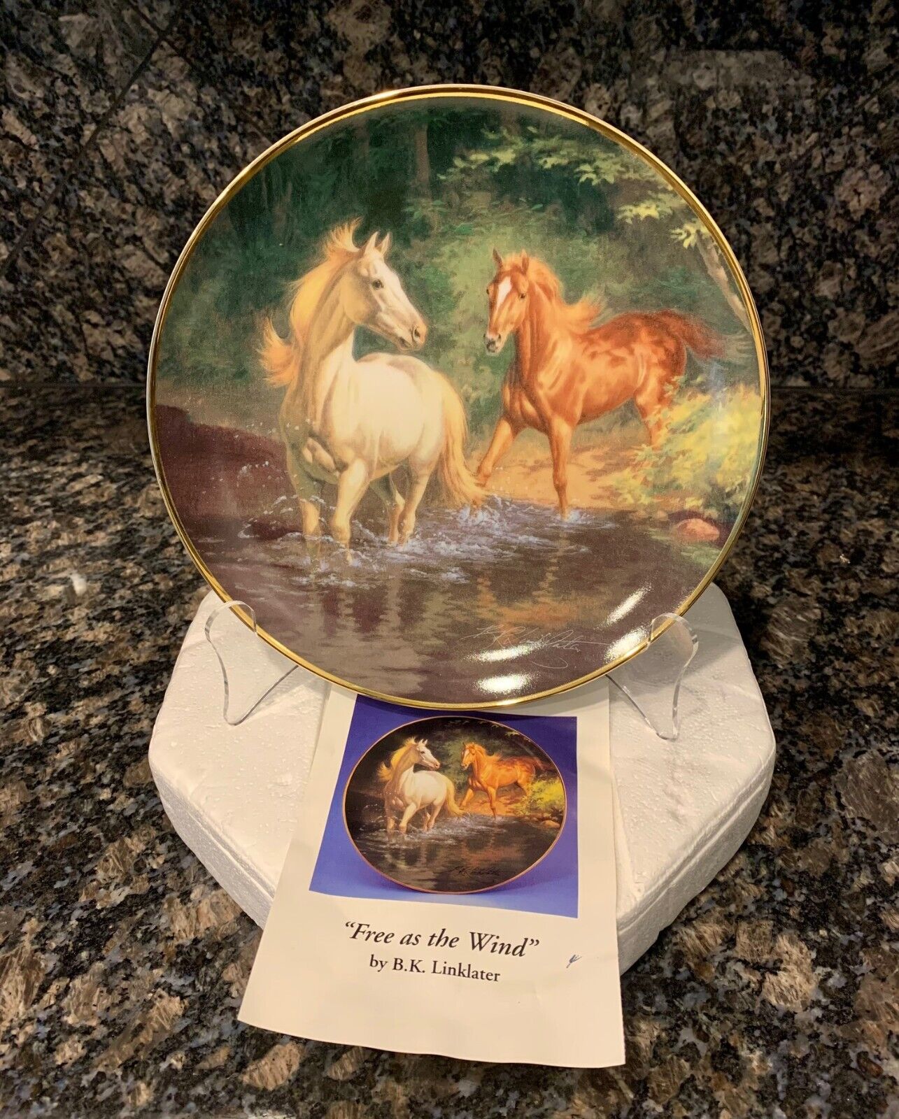 FRANKLIN MINT FREE AS THE WIND HORSE PLATE B K Linklater LIMITED EDITION