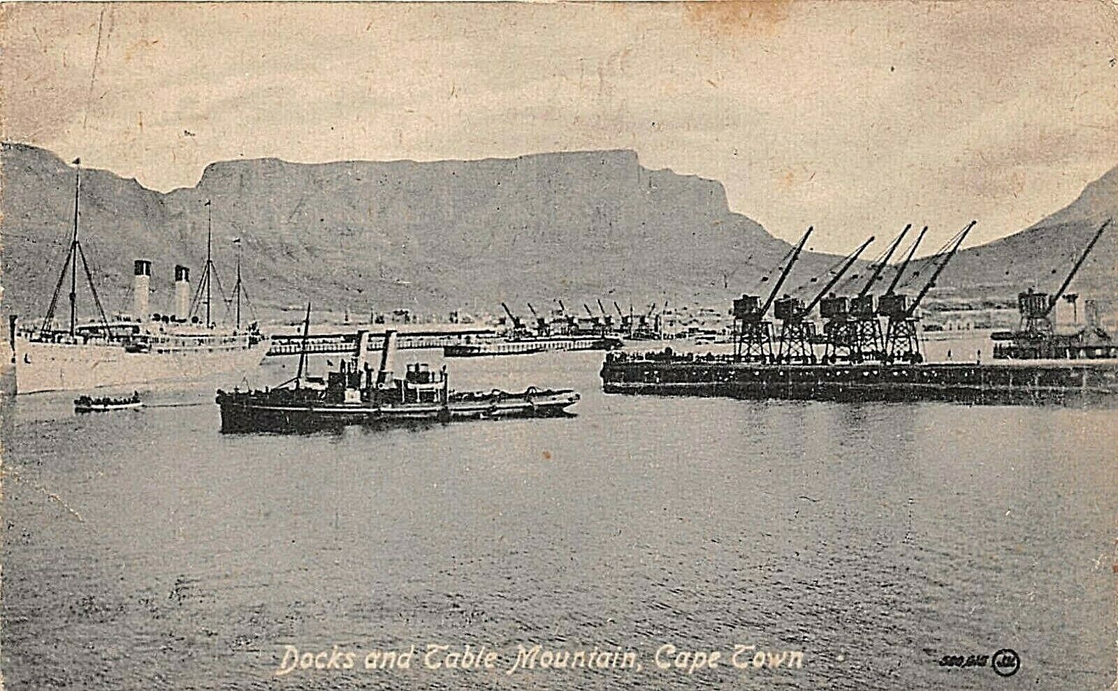 POSTCARD SOUTH AFRICA - CAPE TOWN DOCKS - SEA APPROACH - c1937