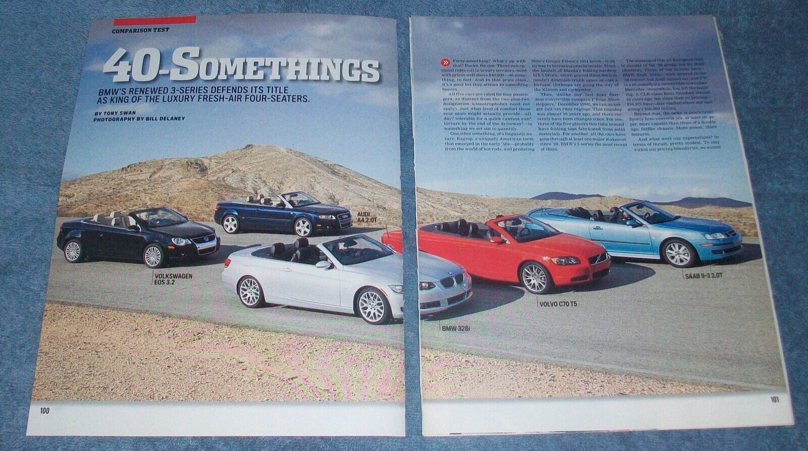 2007 VW EOS 3.2 vs.Audi A4 2.0T vs. BMW 328i vs. Volvo C70 T5 vs. Saab Article