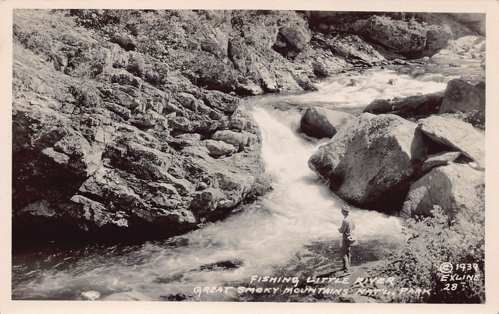 RPPC Townsend TN Trout Fishing Little River Great Smoky Mt Photo Postcard T2