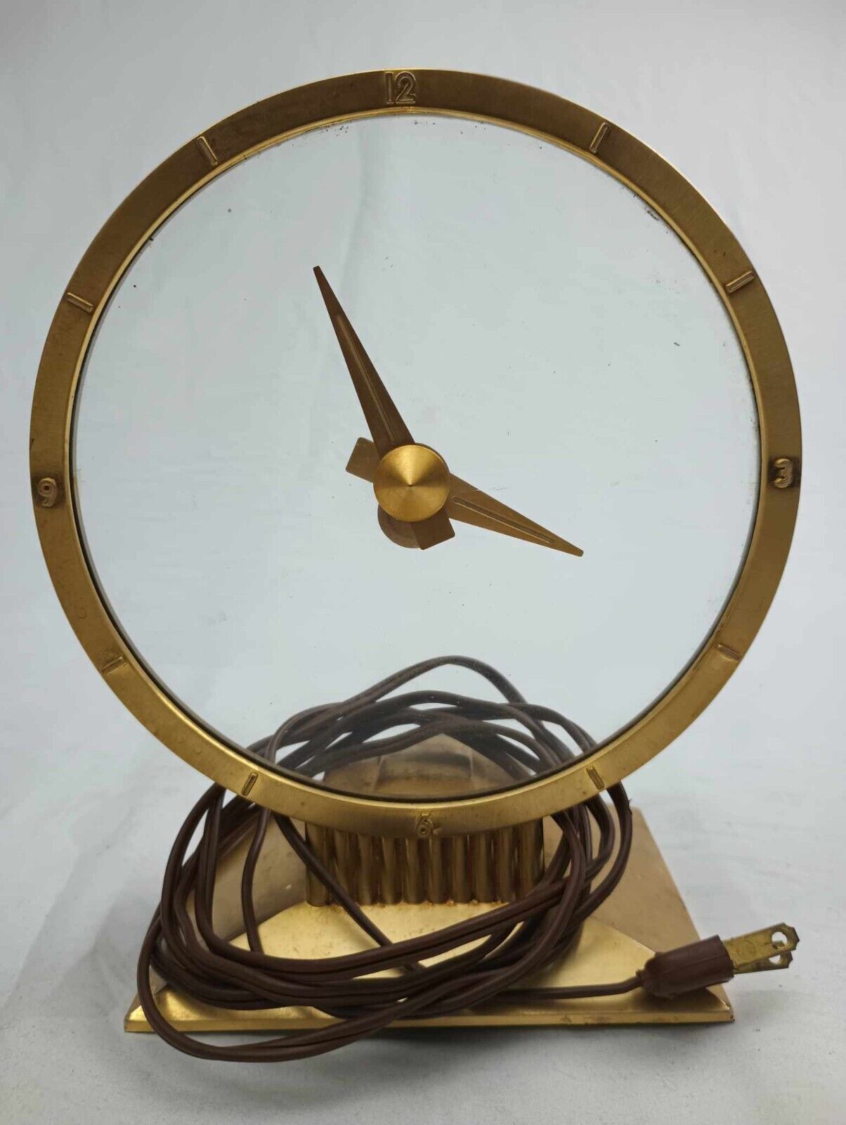 Vintage 1950 mid century Jefferson Golden Hour Electric Clock cracked glass