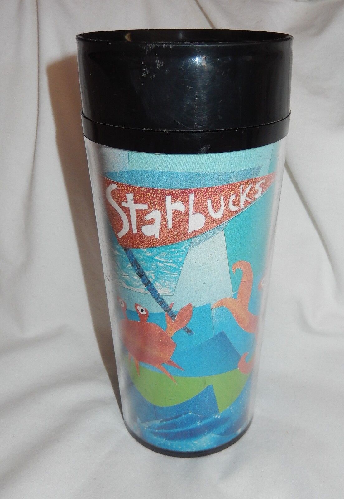 Starbucks Dancing Crabs Ocean 16 oz Tumbler Cup 1998 Double Insulated ThermoServ