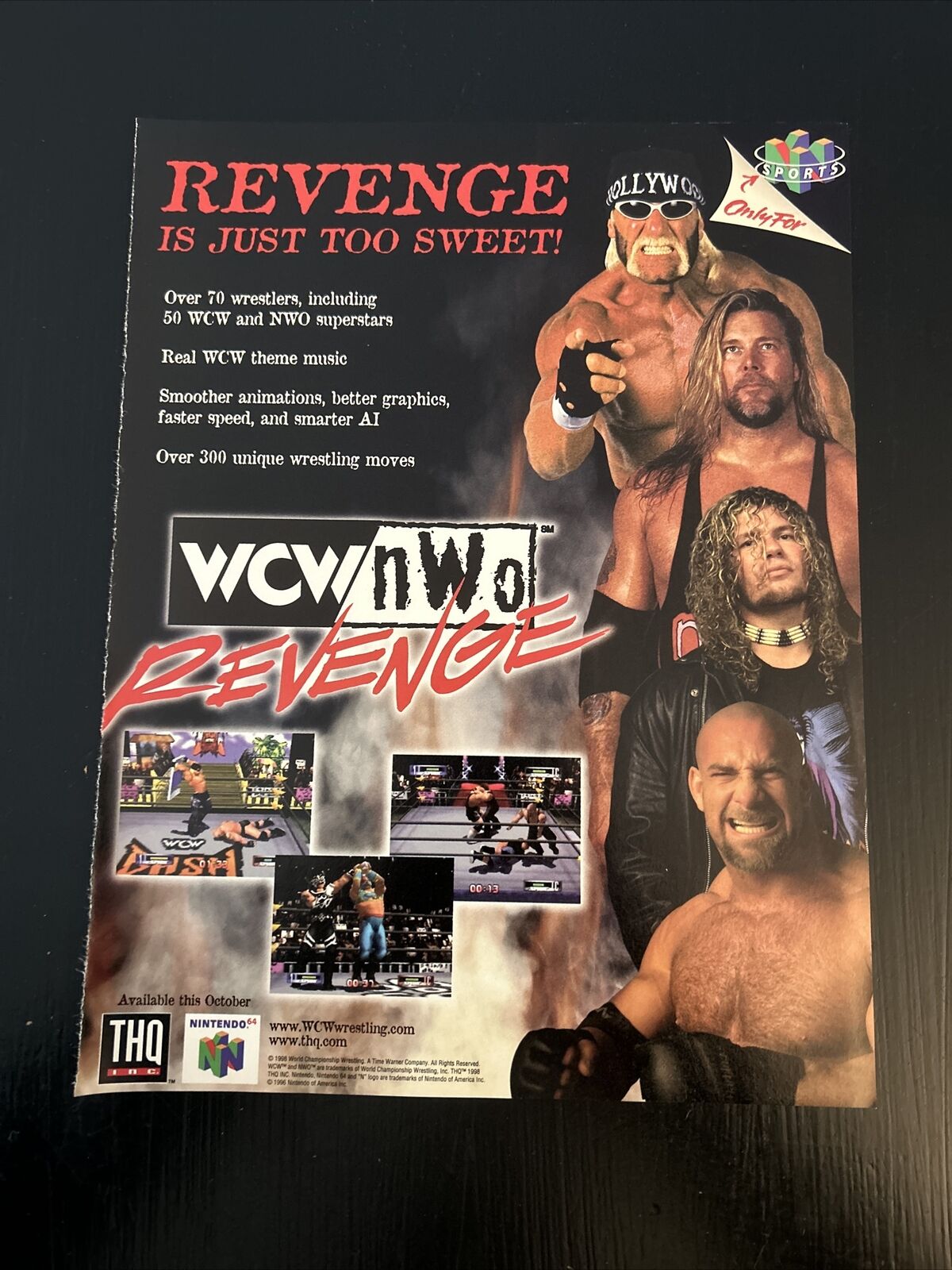 WCW NWO Revenge 1998 Nintendo N64 Print Promo Ad Approximately 8”x10.5” Hogan