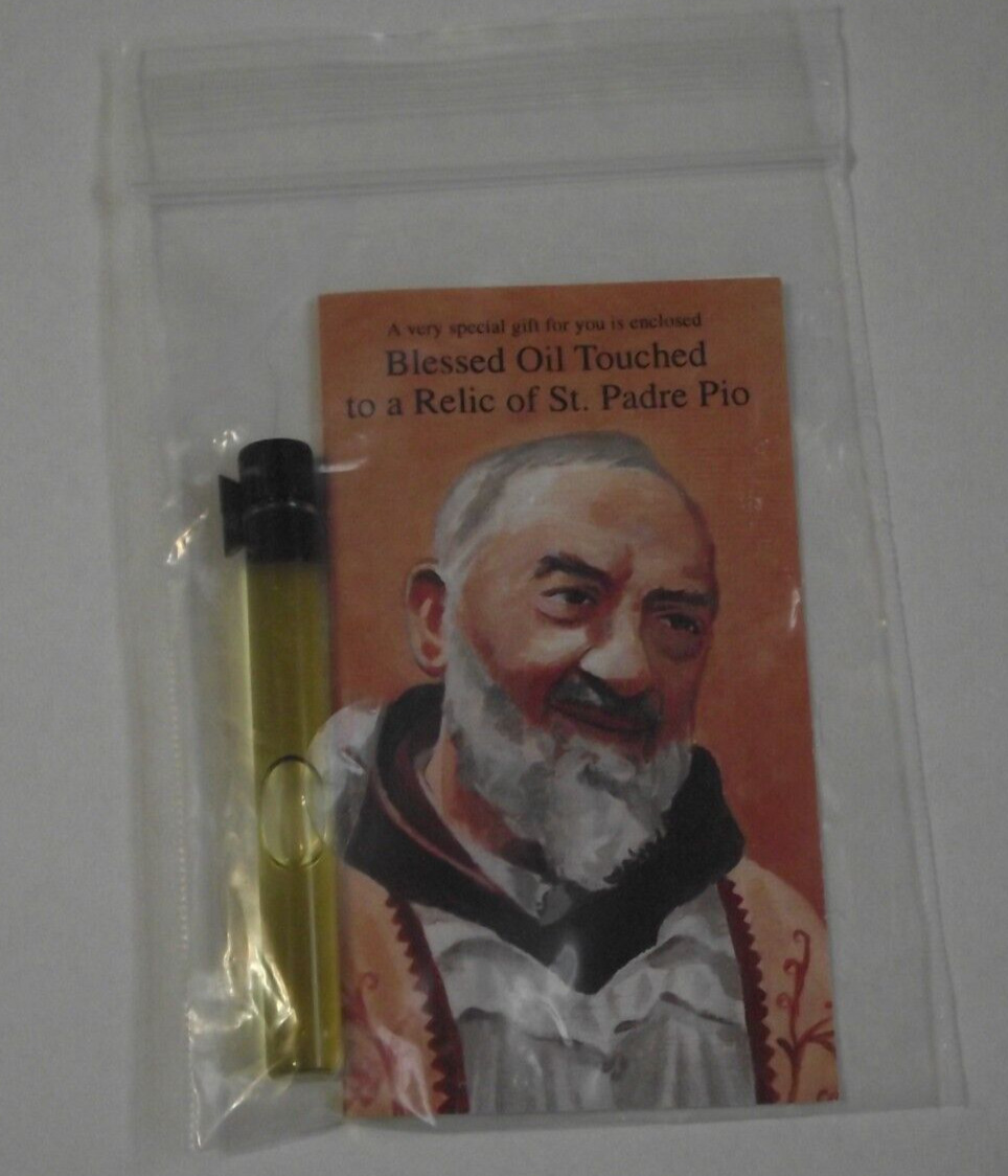 Patron Adolescents St Saint Padre Pio blessed healing oil vial & prayer card