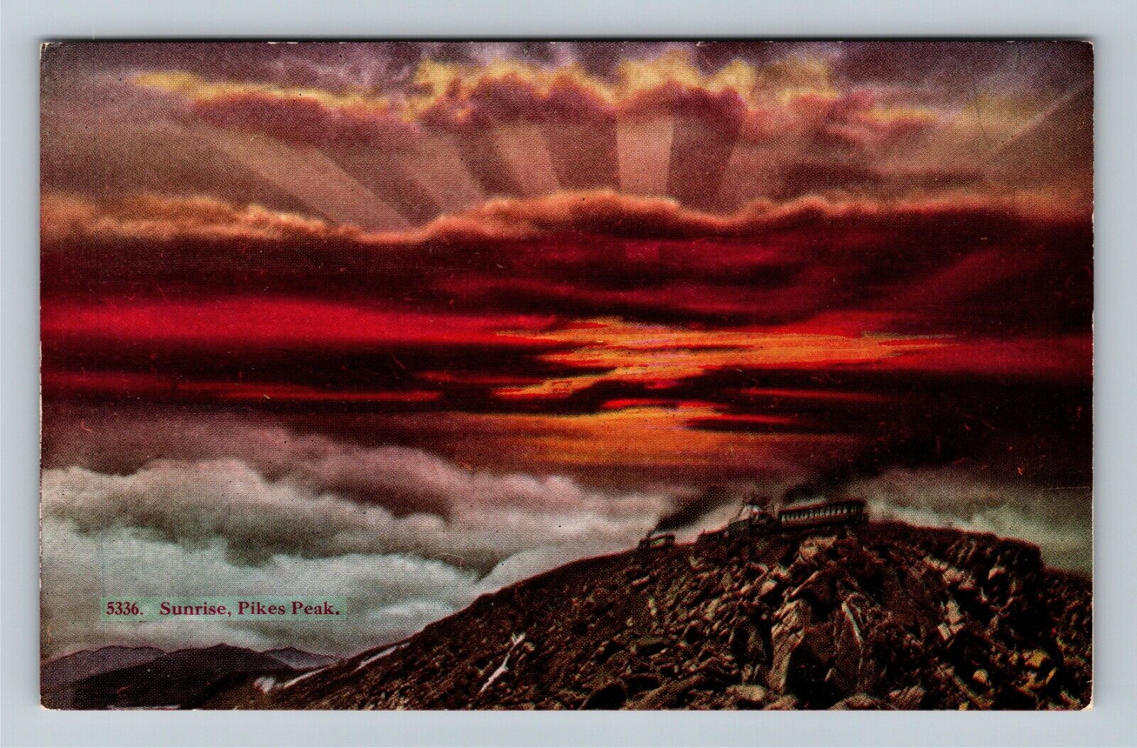 Pike\'s Peak, CO-Colorado, Sunrise Over Pike\'s Peak, Vintage Postcard
