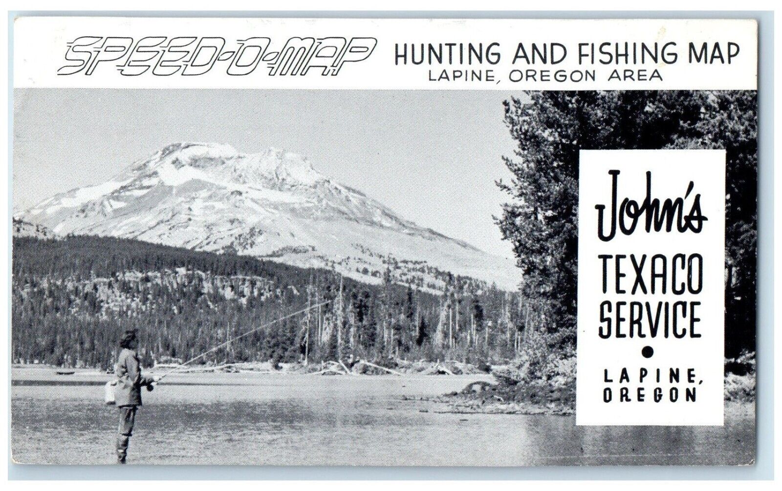 Speed O Map Hunting And Fishing Camp Johns Texaco Service Lapine Oregon Postcard