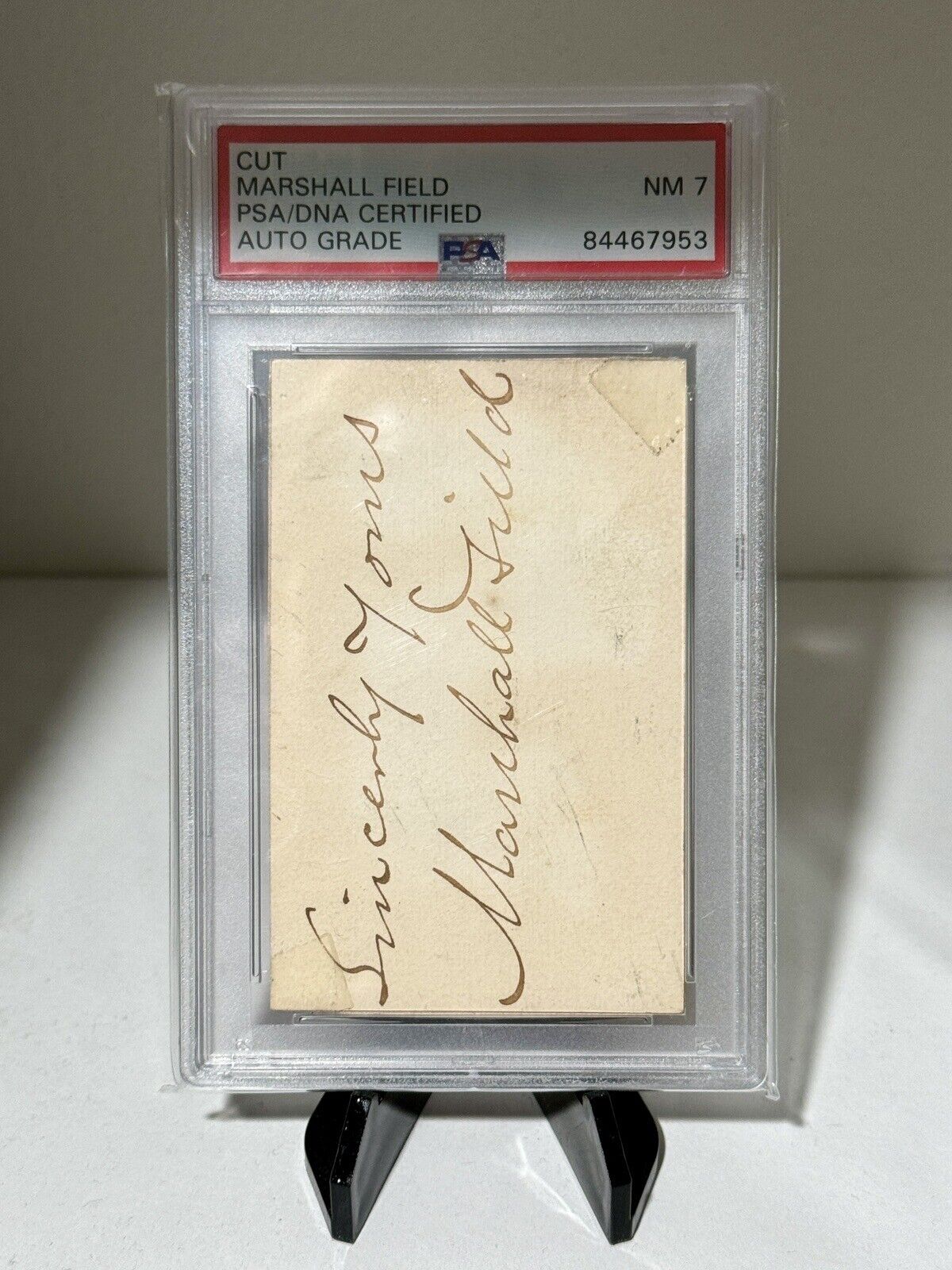 Marshall Field Cut Auto Signed PSA/DNA Authenticated And Encapsulated Signature