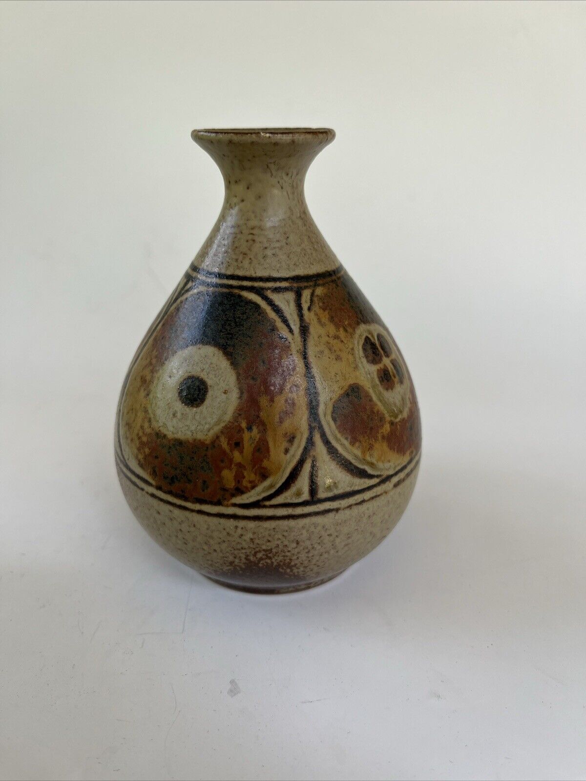 Vintage Japanese Geometric Weedpot Bud Vase  4.5 Inch