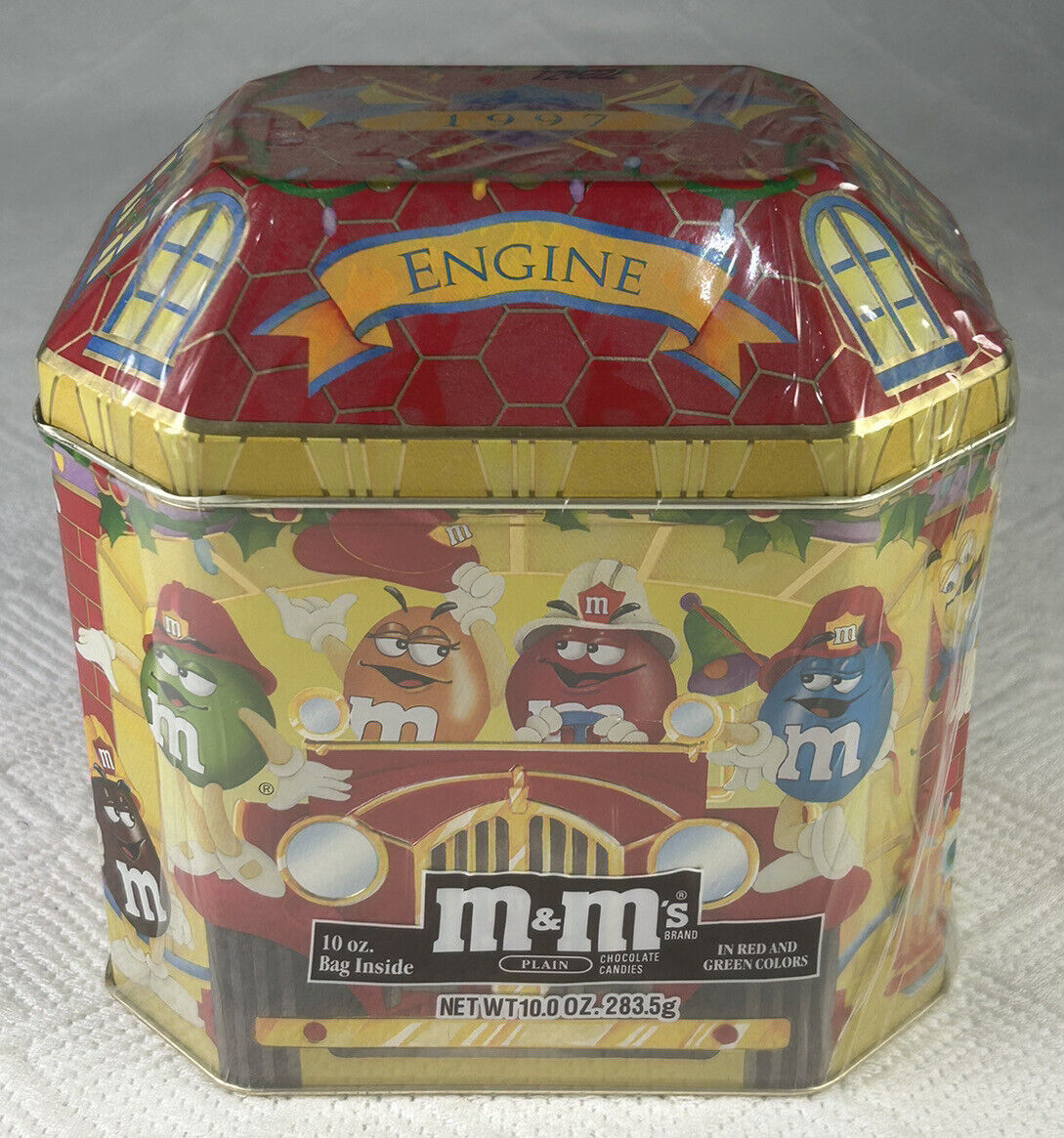 NOS Vintage M&M 1997 Christmas Village Series Collectible Tin #6 Fire House