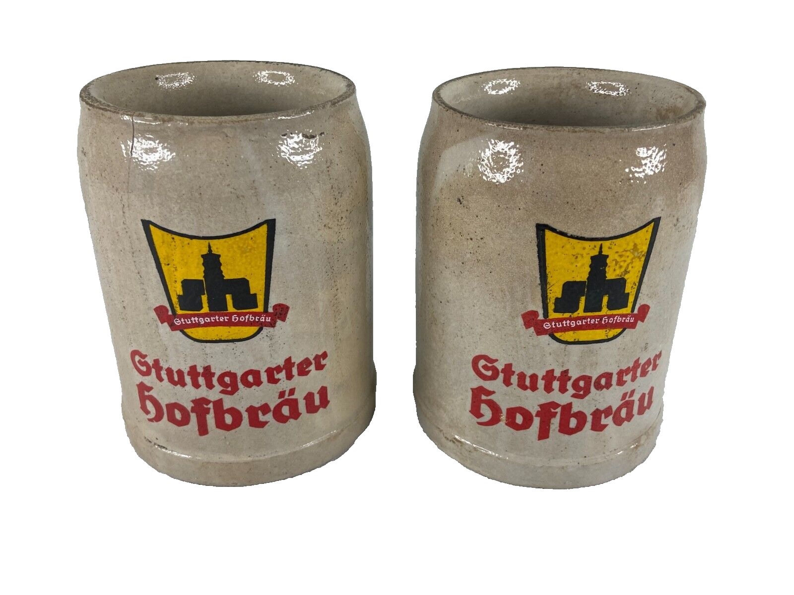 German Beer Stoneware Mug Stuttgarter Hofbrau 0.5L Lot Of 2