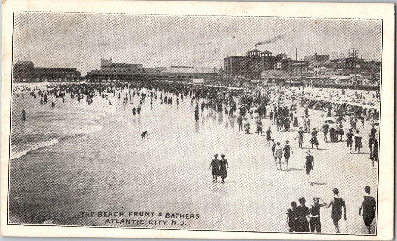 1908 Atlantic City NJ Photo Postcard Beach - Steubenville Ohio Postmark RPPC
