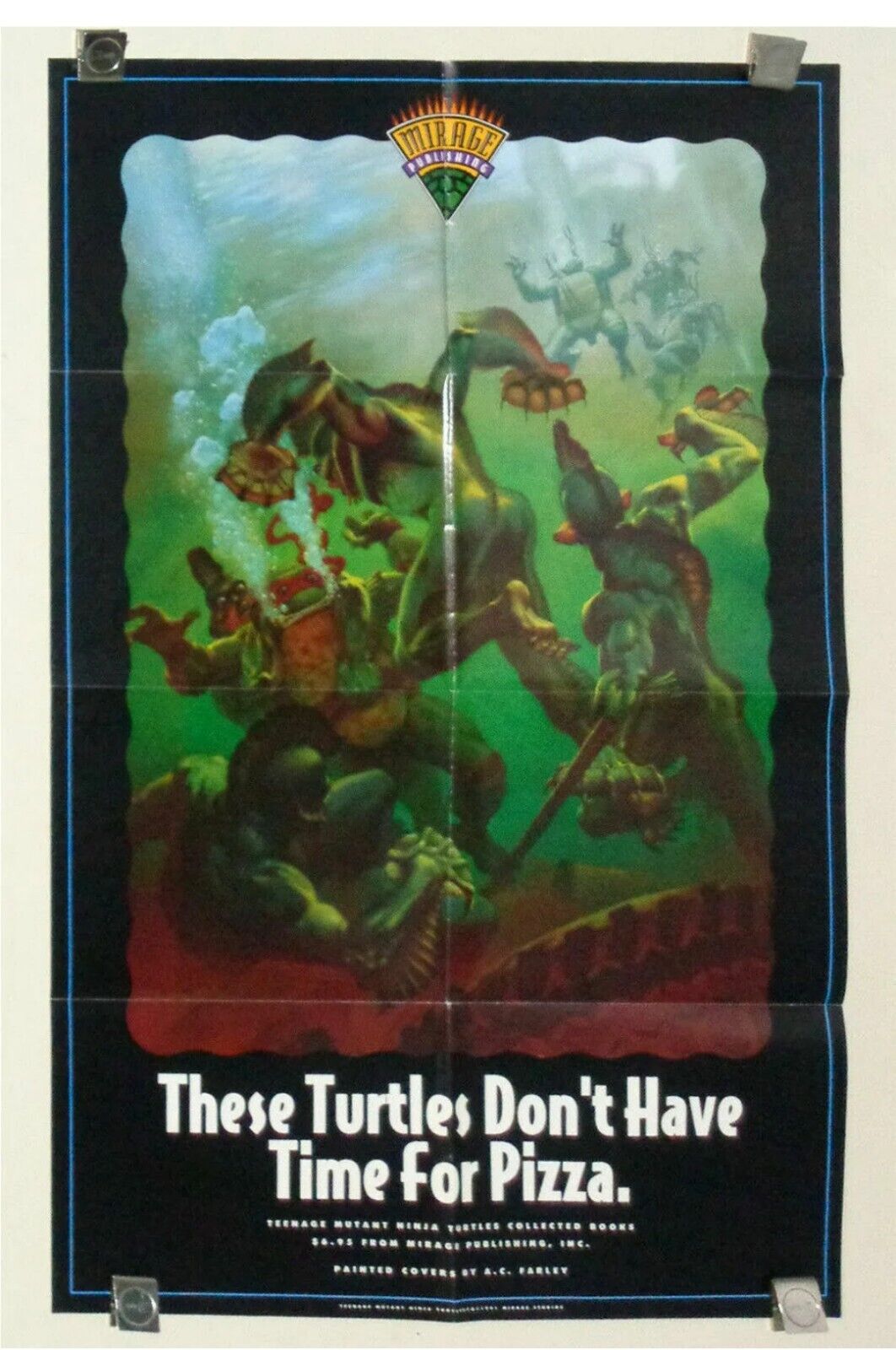 1991 Tmnt Promo Poster:Teenage Mutant Ninja Turtles 34x22 Comic Book Promotional