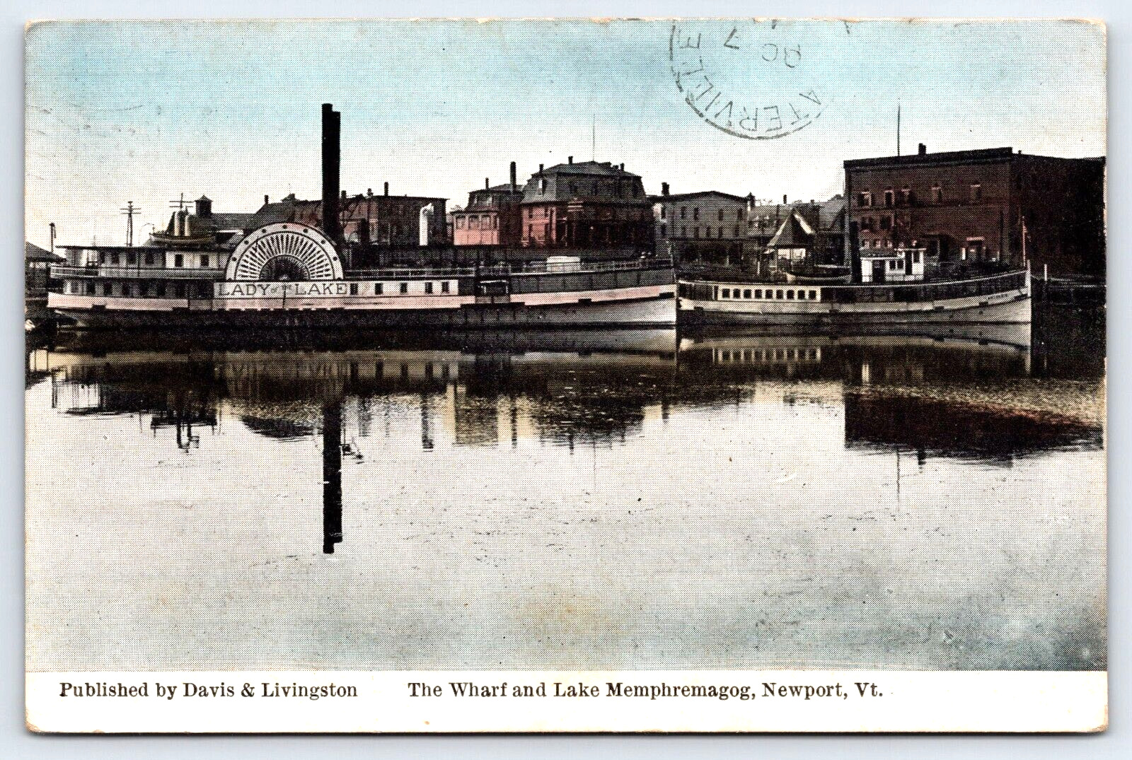 Postcard 1911 Wharf & Lake Memphremagog Newport Virginia Lady Lake Boat A14