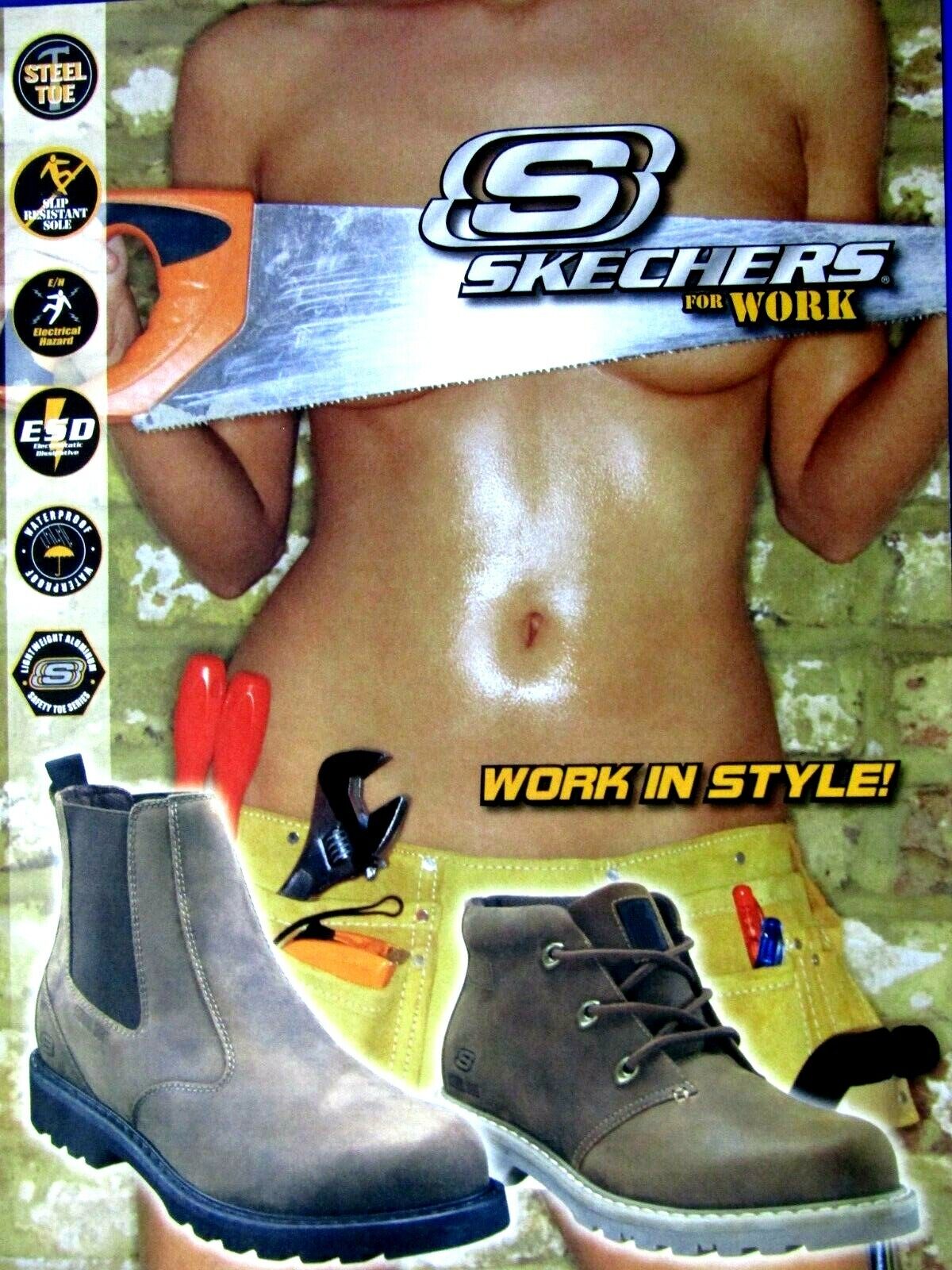 2007 SKECHERS Hot Girl With Saw For Work Original Print Ad 8.5 x 11