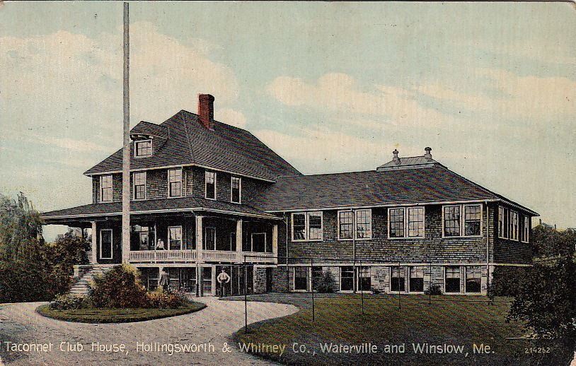  Postcard Taconnet Club House Hollingsworth Whitney Co Waterville Winslow ME 