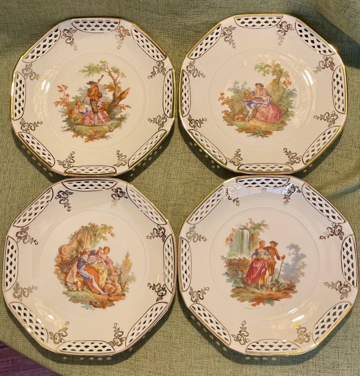 Vintage Schwarzenhammer Courtship Plates 1946-1949 Bavaria Germany, Set Of 4
