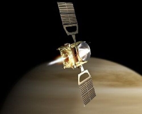 Akatsuki Venus Climate Orbiter Spacecraft Wood Model Replica Small 
