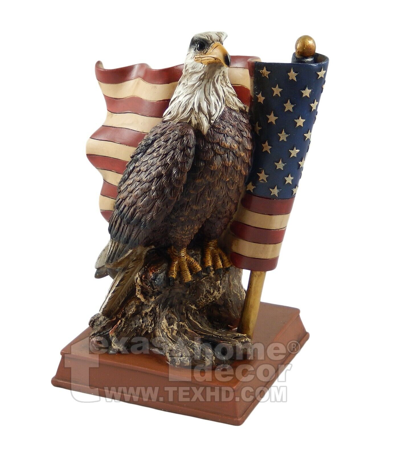 Bald Eagle Bust Figurine Statue United States Flag Patriotic Home Office Decor 