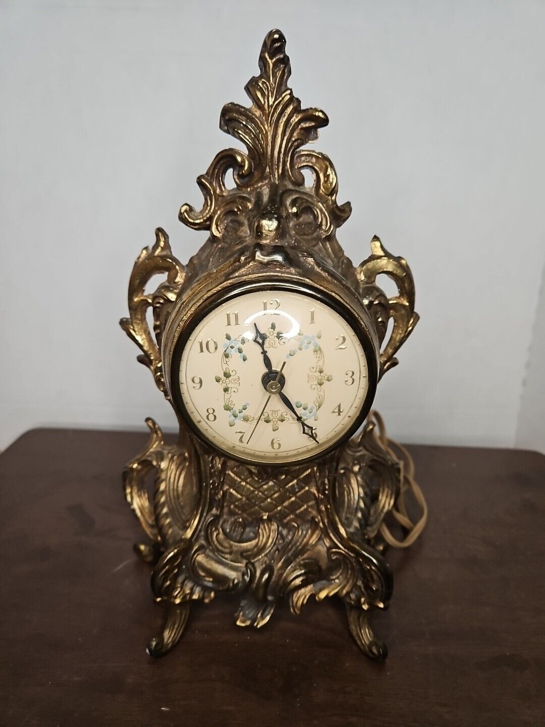 Vintage Art Deco Mantel Clock Gilded Gold Brass