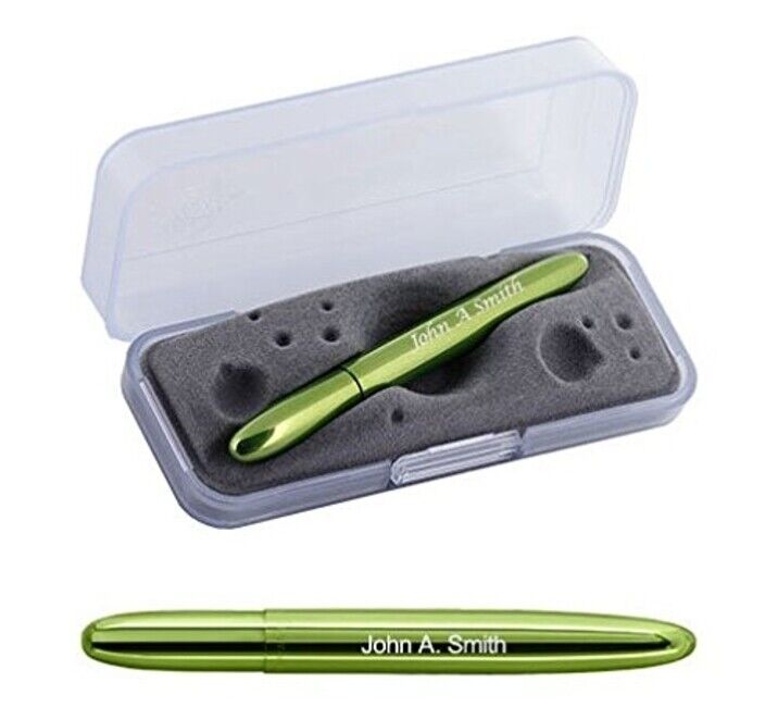 1 Engraved/Personalized Lime Green Fisher Bullet Space Ballpoint Pen in Box