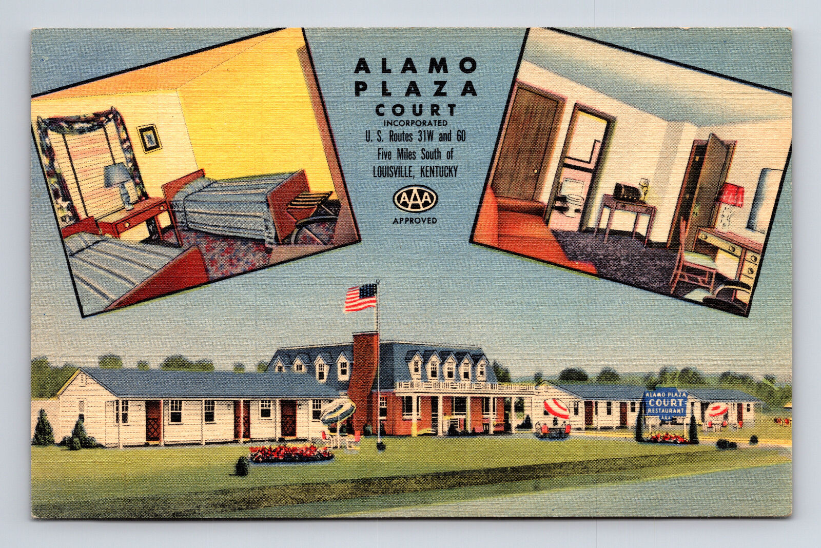 Alamo Plaza Court Motel US 31W & 60 Louisville Kentucky KY Postcard