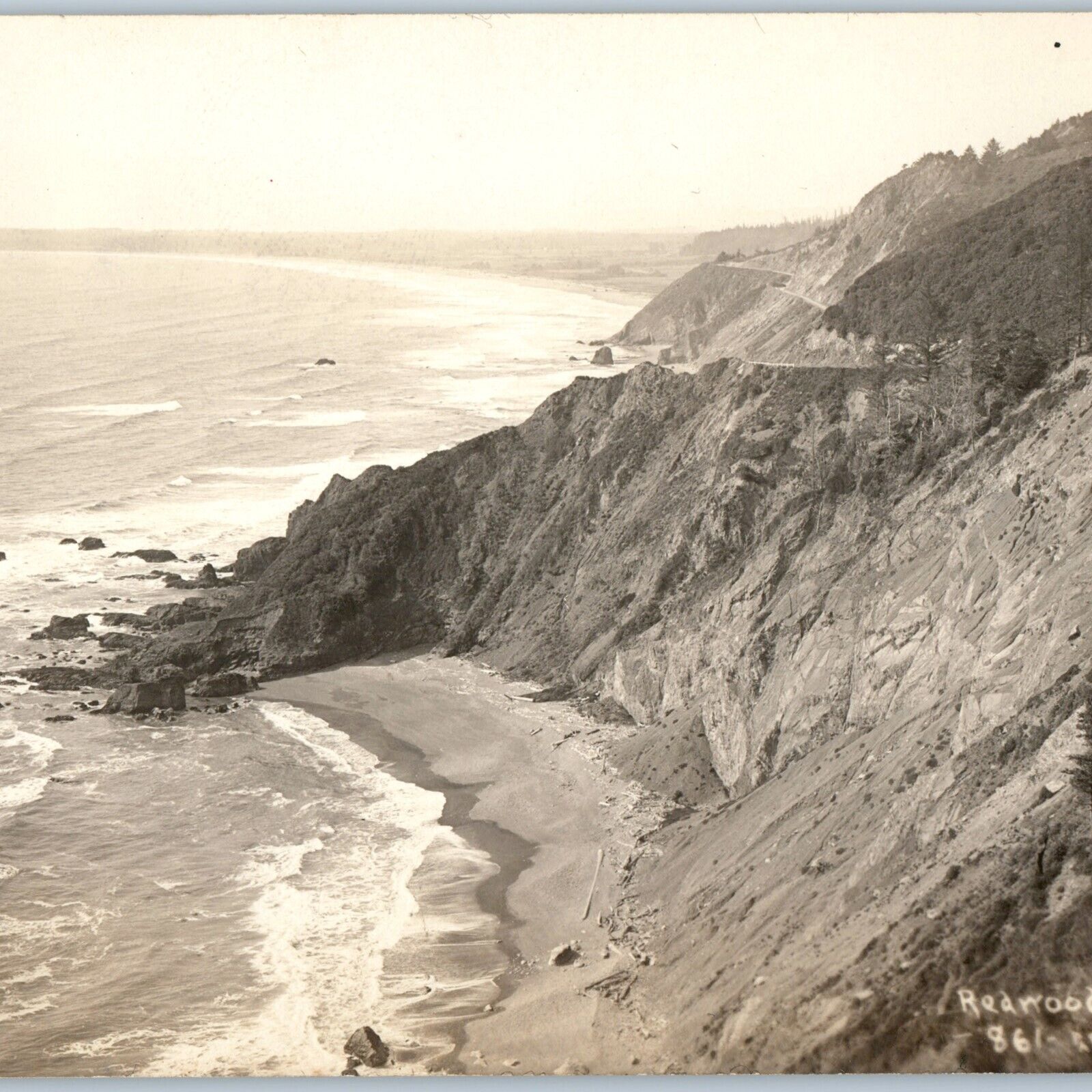 c1930s Pacific Coast CA Redwood Hwy RPPC Peterson #861 Real Photo Birds Eye A193