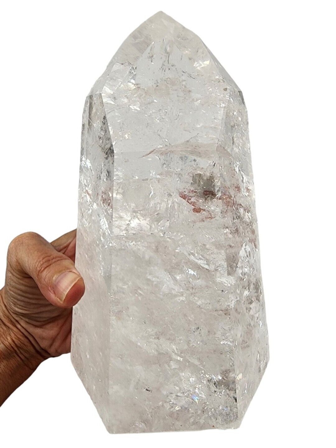 XL Clear Quartz Crystal Polished Tower with lots of Rainbows Brazil 2lbs 14.1oz