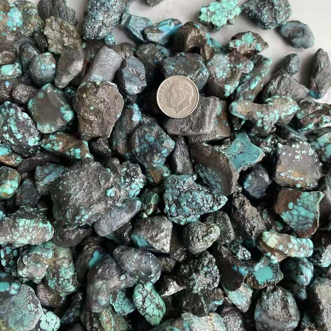 Random selection Natural Hubei China Turquoise Rough Mineral/Raw Material 1oz.