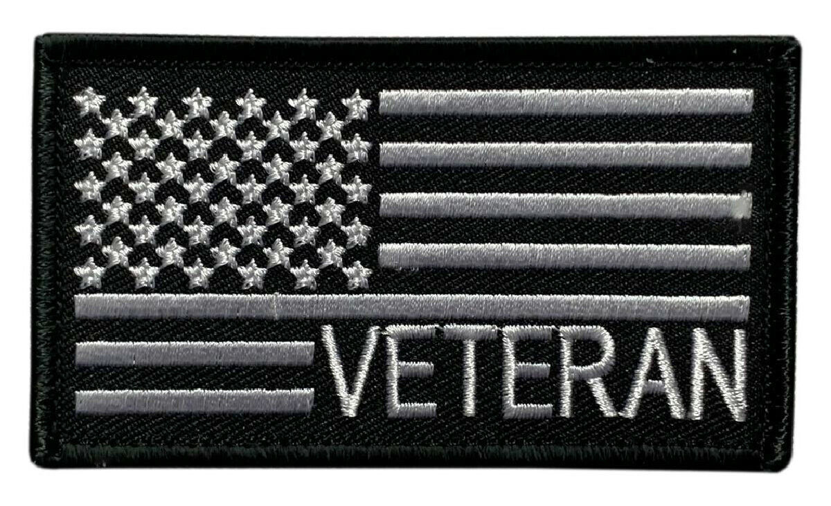 Veteran USA Flag Tactical Patch [Hook Fastener - 3.5 X 2.0 V-8]